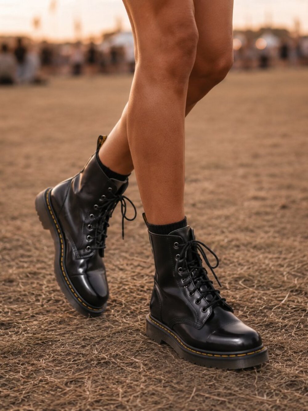 Dr. Martens Jadon Black Leather Platform Boots Size 10